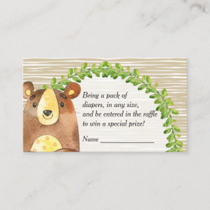 Carte D'accompagnement Animaux de bois Baby shower Déchets Raffle
