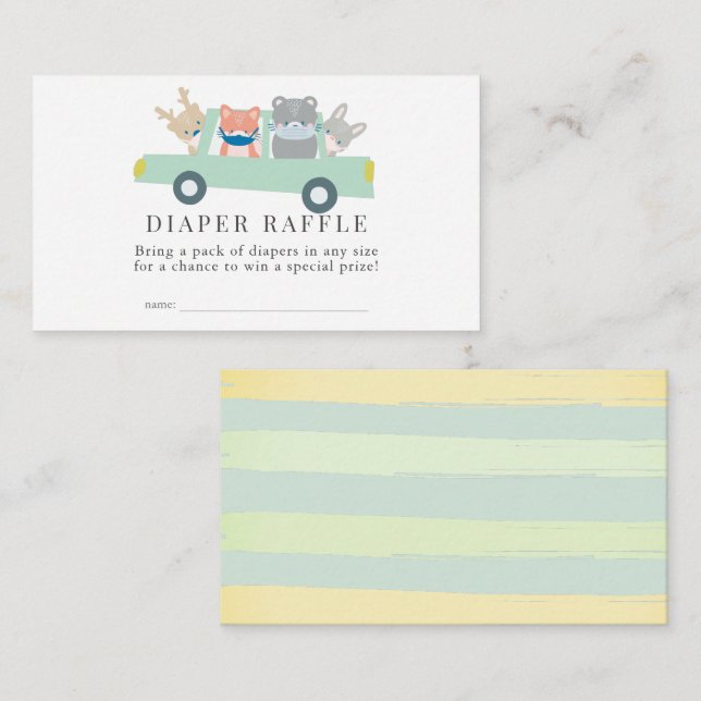 Carte D'accompagnement Animaux de bois Green Voiture Déchets Raffle Ticke (Devant / Derrière)