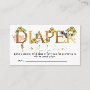 Carte D'accompagnement Animaux de ferme Baby shower Déchets Raffle Card I