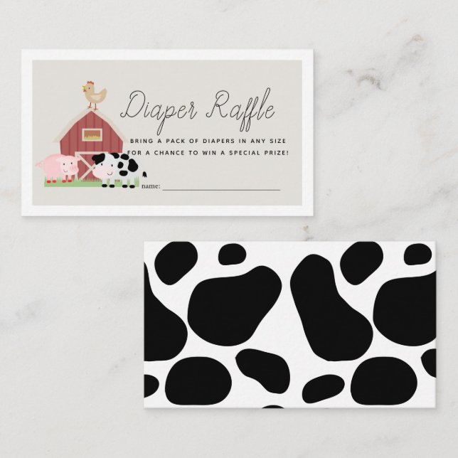 Carte D'accompagnement Animaux de ferme Barnyard Beige Diaper Ticket (Devant / Derrière)