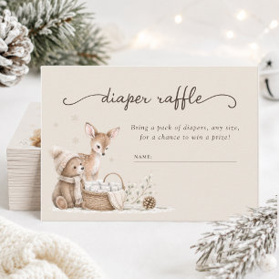 Carte D'accompagnement Animaux de la forêt Diaper Raffle Baby Shower d'hi