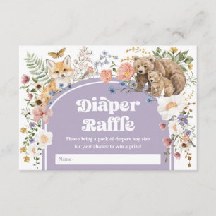 Carte D'accompagnement Animaux de la forêt violette Fleurs Bébé Tirage au