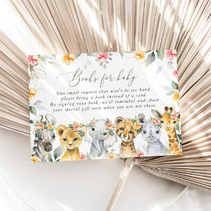 Carte D'accompagnement Animaux De La Jungle, Safari, Fleurs, Livres Pour