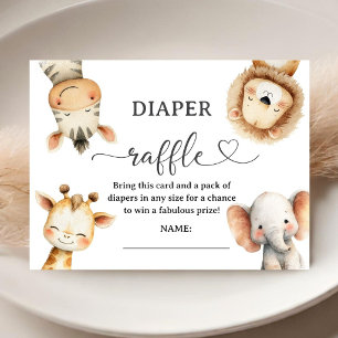 Carte D'accompagnement Animaux de Safari pour Bébé Shower Tirage au Sort 