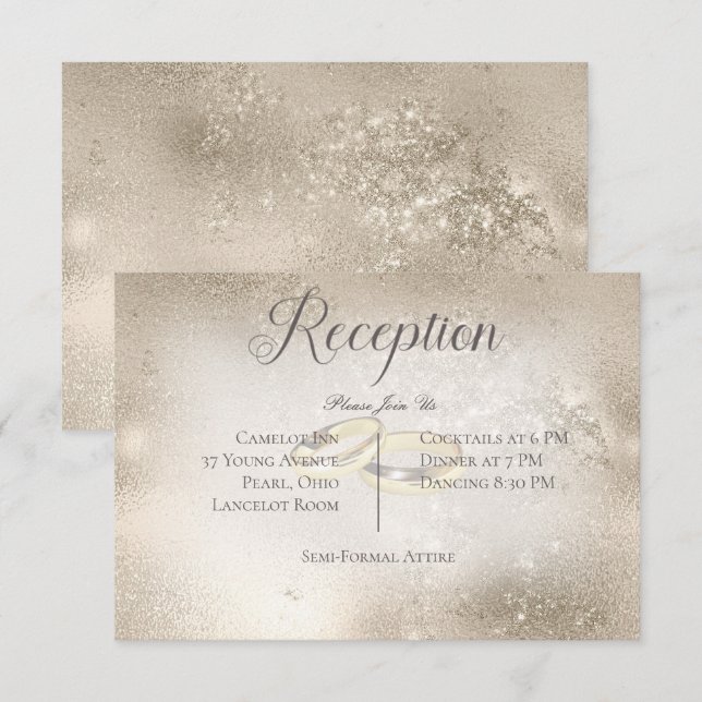 Carte D'accompagnement Anneaux de Mariage d'or à la réception de mariage  (Devant / Derrière)