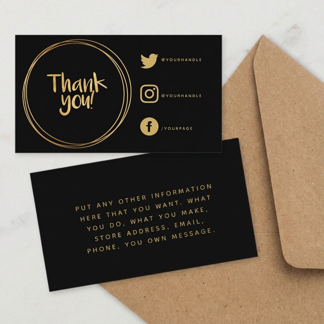 Carte D'accompagnement Anneaux d'or merci Liens sociaux appréciation (Gold rings thank you Social Links appreciation Enclosure Card.)