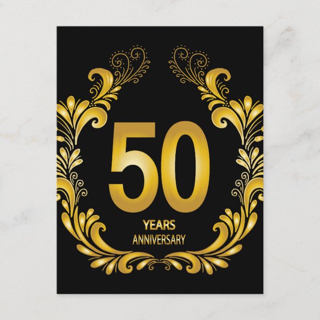 Carte D'accompagnement Anniversaire de la Parties scintillant d'or de 50  (Devant)