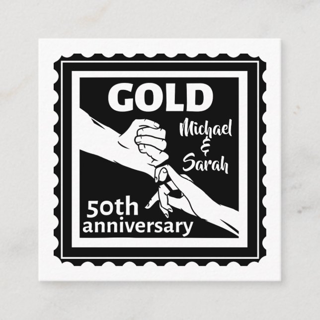 Carte D'accompagnement Anniversaire du mariage d'or tenant la main 50e (Devant)