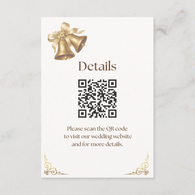 Carte D'accompagnement Antique Gold Bells Wedding Enclosure card (Devant)