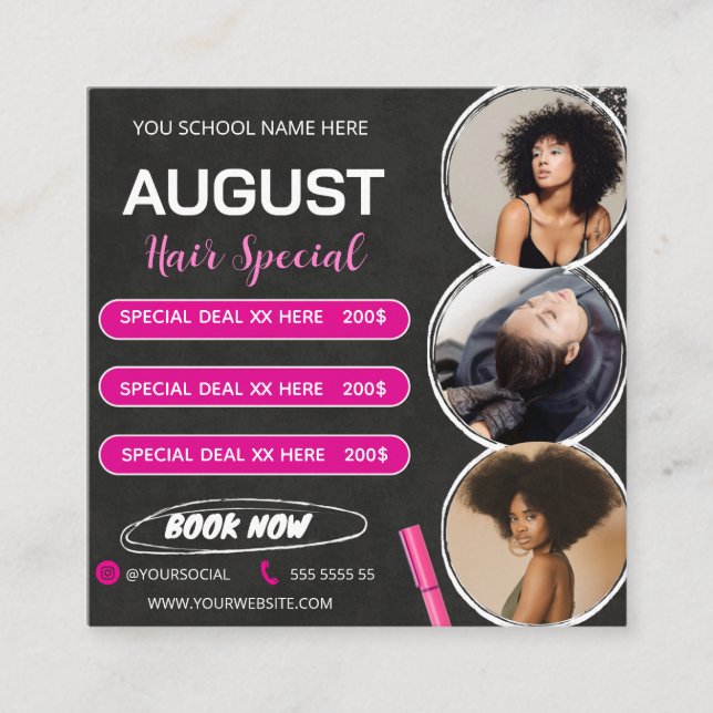 Carte D'accompagnement Août Hair spécial Circulaire Salon des cheveux Ven (Devant)