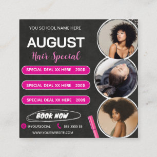 Carte D'accompagnement Août Hair spécial Circulaire Salon des cheveux Ven