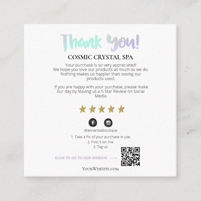 Carte D'accompagnement *~* AP8 QR MERCI Gold Star (Devant)