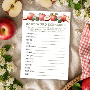Carte D'accompagnement Apple of Our Eye Baby shower Word Scramble Jeu
