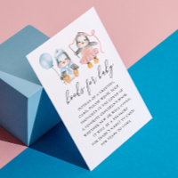 Apporte un livre pour bébé. Pingouin mignon aquare