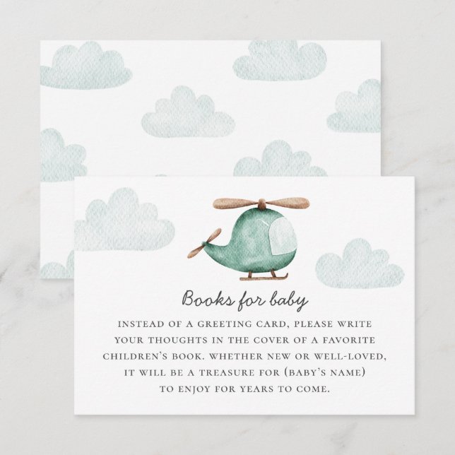 Carte D'accompagnement Apporter un livre pour demande de Baby shower | He (Devant / Derrière)