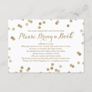 Carte D'accompagnement Apportez un livre Faux Gold Confetti Modern Insert