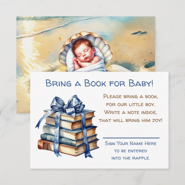 Carte D'accompagnement Apportez un livre pour bébé | BABY SHOWER (Devant / Derrière)