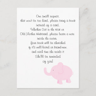 Carte D'accompagnement Apportez un livre pour un baby shower