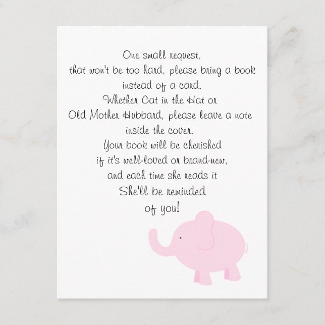 Carte D'accompagnement Apportez un livre pour un Baby shower (Devant)