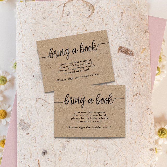 Carte D'accompagnement Apportez un livre, Rustic Kraft Baby shower de cal (Créateur téléchargé)