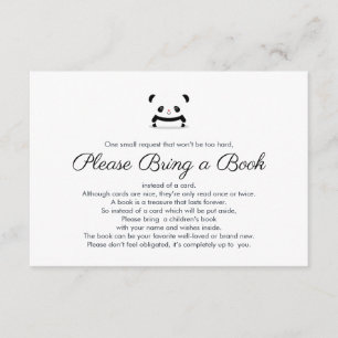 Carte D'accompagnement Apportez un livre Stylish Cute Panda Bear Insert C