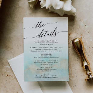 Carte D'accompagnement Aqua and Gold Destination Wedding Détails de voyag