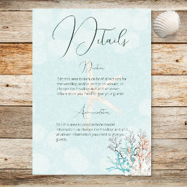 Carte D'accompagnement Aqua Ocean Shells Détails du Mariage