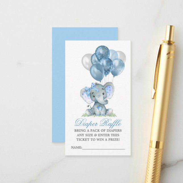 Carte D'accompagnement Aquarelle à calotte Raffin Eléphant Ballons de fon (Devant/Arrière en situation)