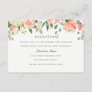 Carte D'accompagnement Aquarelle à fond bleu Floral Mariage réception