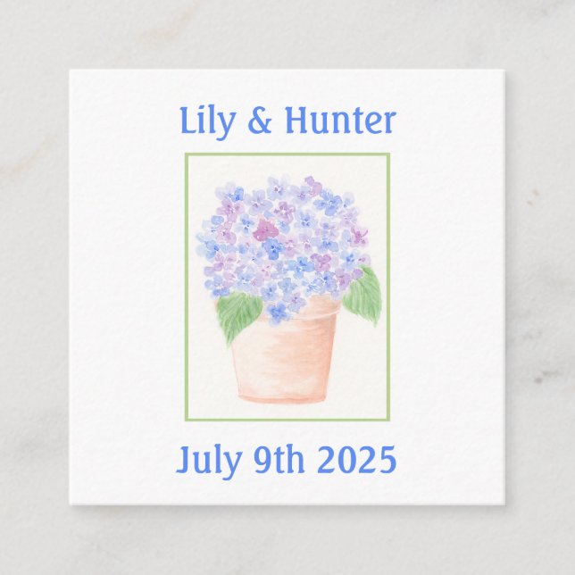 Carte D'accompagnement Aquarelle à perte peinte à la main Hydrangea Flora (Devant)