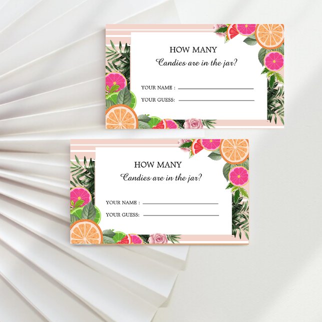 Carte D'accompagnement Aquarelle agrumes devinez combien de bonbons (Créateur téléchargé)