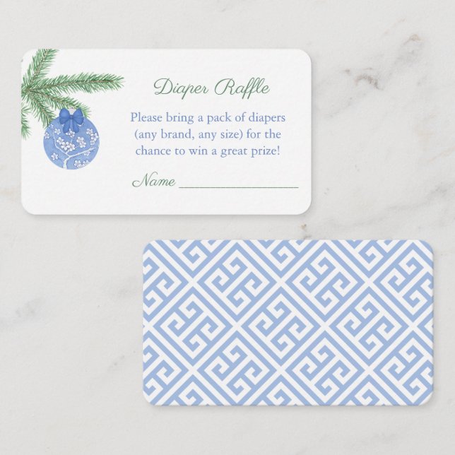 Carte D'accompagnement Aquarelle Baby shower de Noël Déchets Raffle (Devant / Derrière)