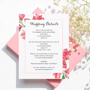 Carte D'accompagnement Aquarelle blanche rose mariage Magnolia