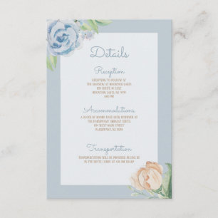 Carte D'accompagnement Aquarelle bleu doux floral esquissé