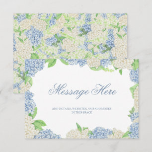 Carte D'accompagnement Aquarelle bleu et blanc Mariage de crête d'Hydrang
