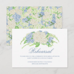 Carte D'accompagnement Aquarelle bleu et blanc Mariage de crête d'Hydrang