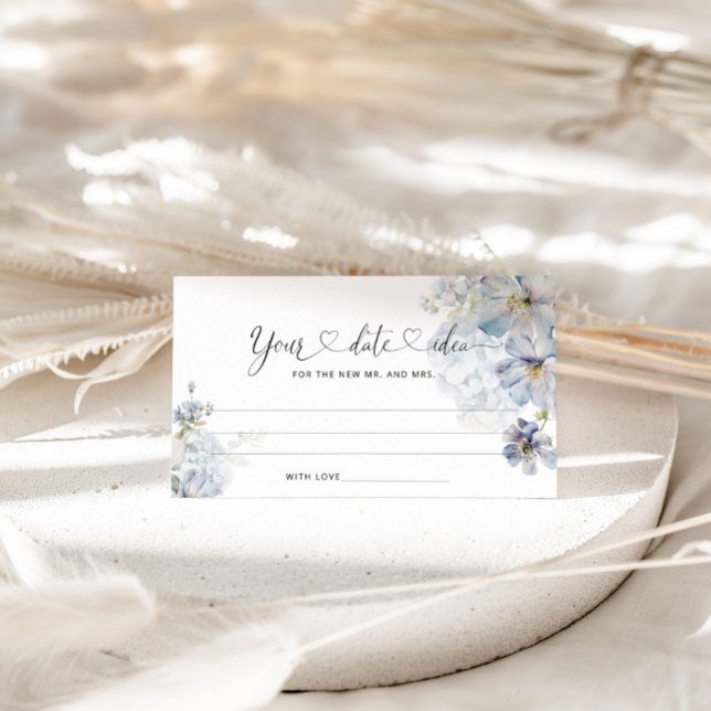 Carte D'accompagnement Aquarelle Bleu floral Date idées nuit. Date jar (Créateur téléchargé)