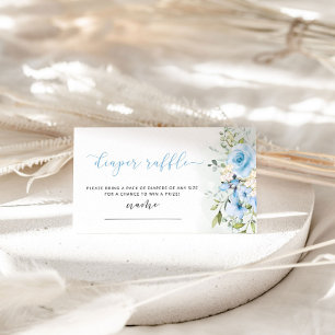 Carte D'accompagnement Aquarelle bleu floral diaper billet de tombola