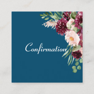 Carte D'accompagnement Aquarelle bleu marine Confirmation florale