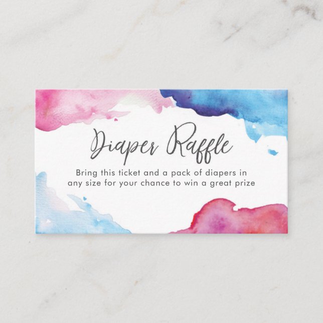 Carte D'accompagnement Aquarelle bleu rose pâle Quitrine Raffle billet (Devant)