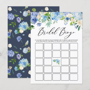 Carte D'accompagnement Aquarelle Blue Hydrangea Fête des mariées Bingo