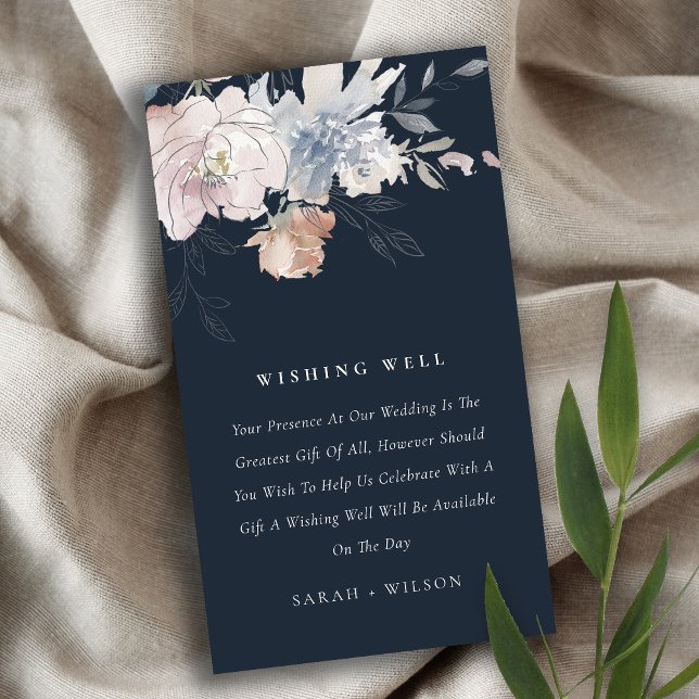 Carte D'accompagnement Aquarelle Blush de la marine Floral Mariage Wishin (Créateur téléchargé)