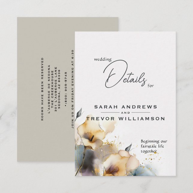 Carte D'accompagnement Aquarelle Boho Calla Lily Floral (Devant / Derrière)