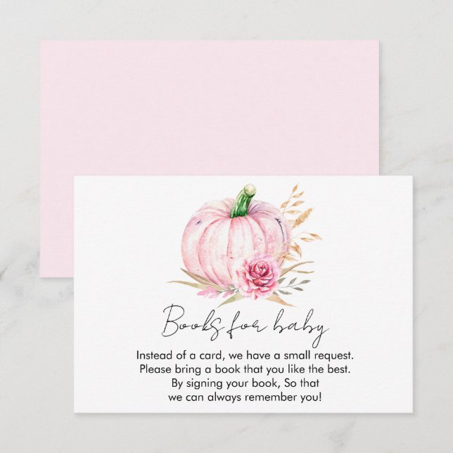 Carte D'accompagnement Aquarelle Boho Citrouille Baby-shower (Devant / Derrière)