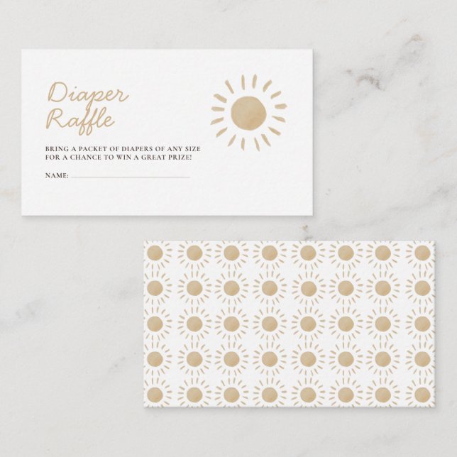 Carte D'accompagnement Aquarelle Boho Sun Baby shower Diaper Raffle (Devant / Derrière)