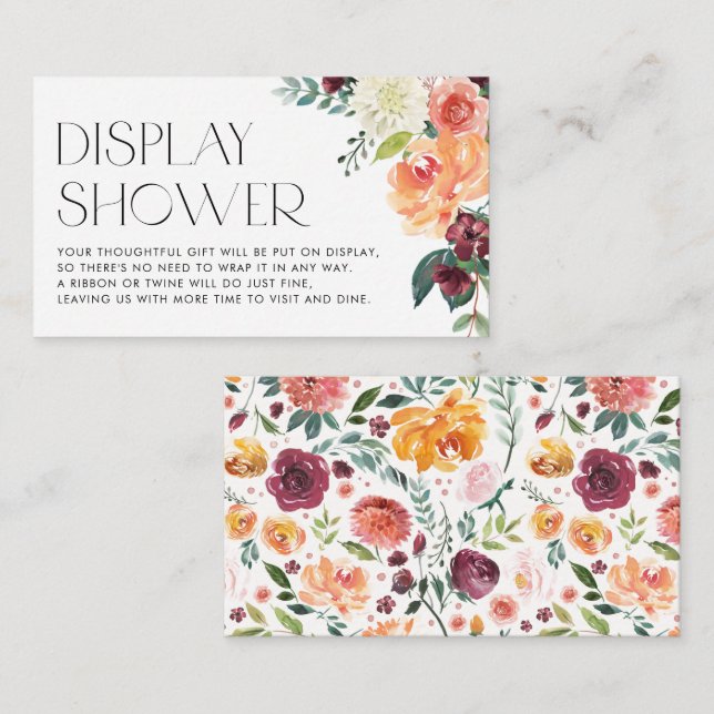 Carte D'accompagnement Aquarelle Chute Florale Bouquet Affichage Douche (Devant / Derrière)