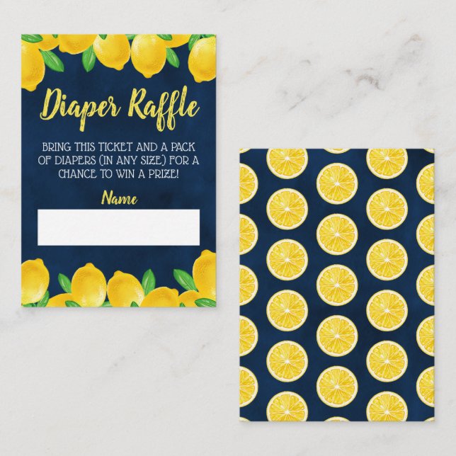 Carte D'accompagnement Aquarelle Citron Arbre Baby shower Déchets Raffle  (Devant / Derrière)