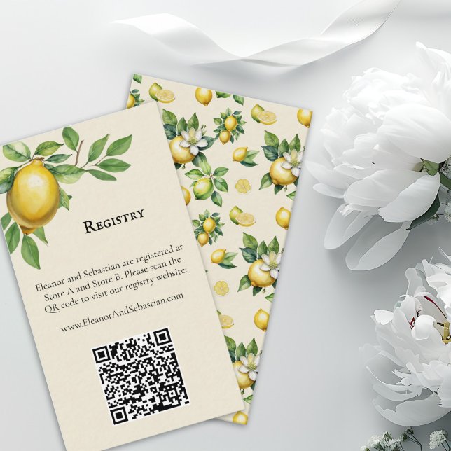 Carte D'accompagnement Aquarelle Citron jaune Mariage Code QR (Créateur téléchargé)