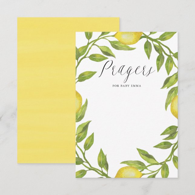 Carte D'accompagnement Aquarelle Citron vert Prières de couronnes pour bé (Devant / Derrière)