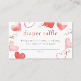 Carte D'accompagnement Aquarelle Coeurs Fille Baby shower Déchets Raffle